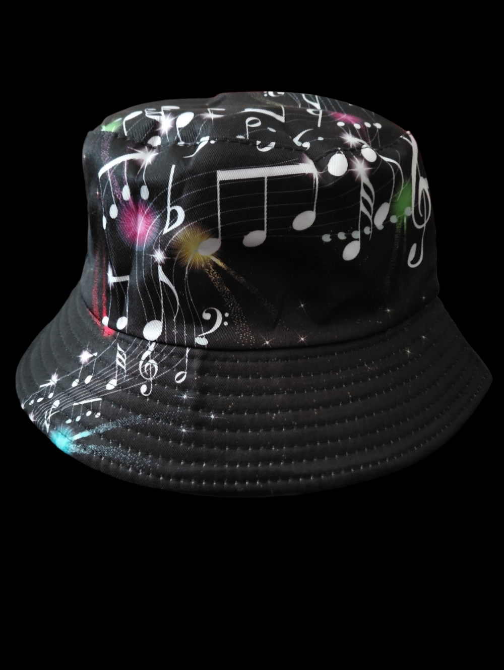 Musical Note Black Bucket Hat Unisex 22" - 23"